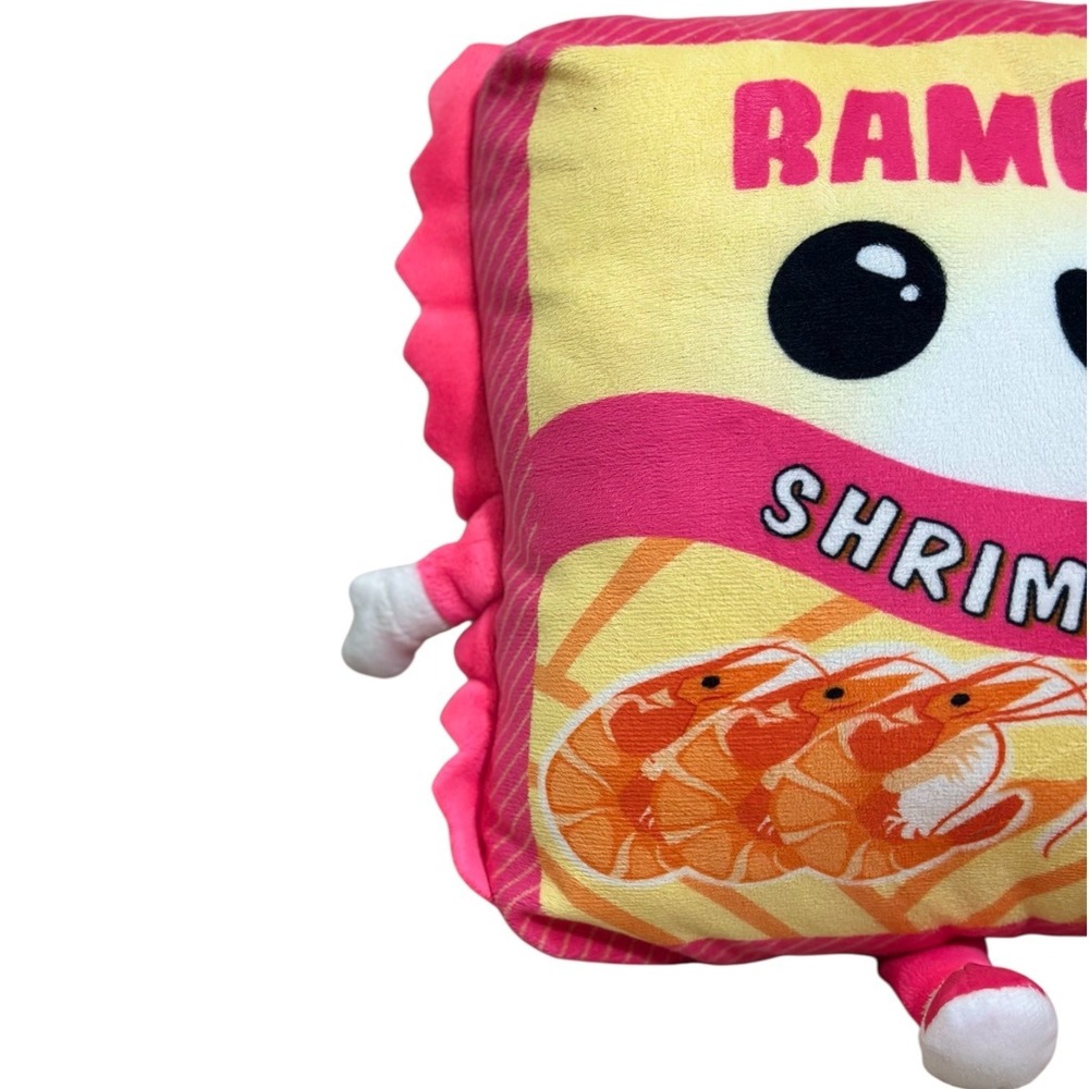Ramen-San Shrimp Flavor Soft Plush Pillow Kawaii Pink Yellow Instant Noodle - Picture 4 of 8